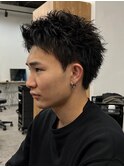アップバング短髪ツイストスパイラルブリーチパーマツイスパ
