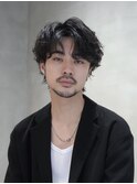 センターパートシャドウパーマスパイラルパーマ大人メンズヘア