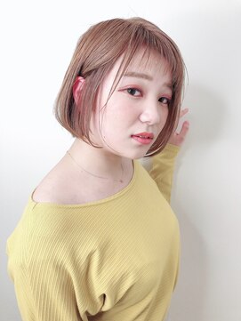 ニューヨークニューヨーク 大久保店(NYNY) ベージュカラー×耳かけシースルーバングボブ