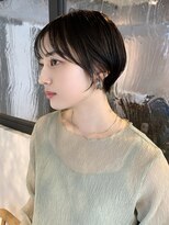 マルツ 銀座(maltu)&nbsp;前髪あり丸みショートアッシュブラック斜めバング前髪パーマ銀座