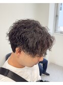 センターパートツイストスパイラルパーマ静岡メンズ