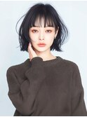 レイヤーボブ/切りっぱなしボブ/アッシュブラウン/くびれボブ