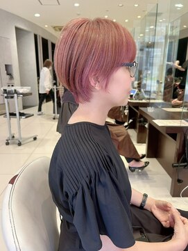 アース 栄店(HAIR&MAKE EARTH) earthショートレイヤーボブミルクティー丸みショートボブ
