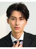 フェザーパーマニュアンス耳掛けセンターパート