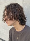 波巻きパーマセンターパートツイストパーマメンズマッシュパーマ