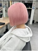 7183艶髪ベビーピンクタンバルモリボブオン眉ホワイトピンク