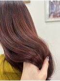 大人可愛いダブルカラー透明感ワインレッドブラウン