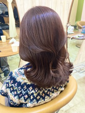 ロンドアジュール 横浜(Lond azur) くびれミディアム韓国ヘア☆ラベンダーグレージュ顔周りカット