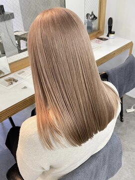 リムレスバイサンク 万代 新潟駅(LIMLESS by cinq) ミルクティーベージュカラー顔まわりレイヤー韓国ブリーチカラー