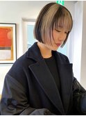 デザインカラーコントラストハイライト切りっぱなしボブ