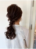 ルーズまとめ髪ひとつ結び ドレスヘア 結婚式 お呼ばれ 二次会
