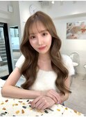 T105韓国風くびれ巻きロングレイヤーカット透明感ブリーチなし