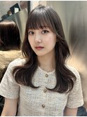 韓国ヘア ミディアムレイヤー くびれ 縮毛矯正