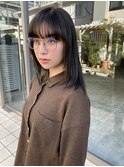 韓国ミディアムレイヤーカット ストレートヘア 髪質改善 暗髪