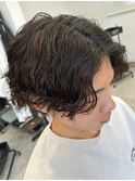 波巻きパーマセンターパートツイストパーマメンズマッシュパーマ