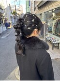 結婚式ヘアアレンジ編みおろしポニー