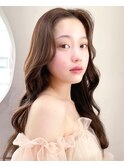 くびれヘアアプリコットオレンジ夏ヘアハイライトカラー