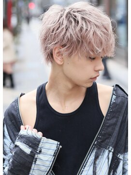 リップス 吉祥寺店 (LIPPS) ミルクティーベージュツーブロ韓国前下がり無造作マッシュ