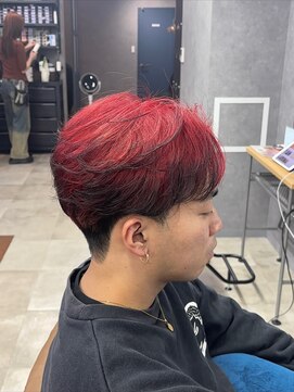 クリーブ 池袋(creeb) エンドカラー赤髪/センターパート/池袋