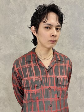 アップバングマレットパーマ