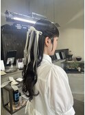 リボンが可愛いダウンスタイル