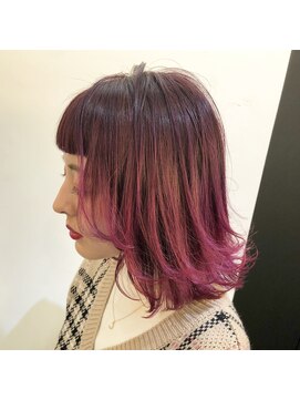 サロンドミルク 溝の口店(salon de MiLK) 毛先は派手に！！ピンクグラデーションカラー