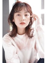 フラッグ ヘアー 天神西通り店(Flag HAIR)&nbsp;チェリーブラウン×大人ガーリー×外ハネレイヤー