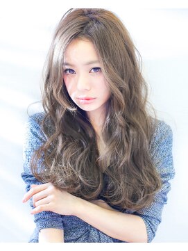 ルーヴル 西宮北口(Louvre) 【くすみブルー☆かきあげロング】 透明感グレージュカラー