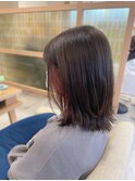 20代30代チラ見せ大人インナーカラーピンクブラウン外ハネミディ