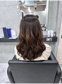 黒髪/グレーベージュ/レイヤーロング/前髪パーマ/銀座/東銀座