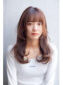 トレンド姫カットゆるふわカール透け感ブラウンミルクティー小顔