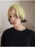 ライムデザイン/イメチェン/ホワイトブロンド/外ハネボブ/美髪/