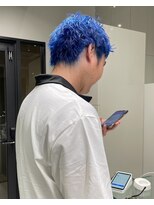 ロイヤルブルーカラーメンズカットスパイキーショート