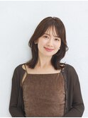 ミディアムレイヤー暗めカラーナチュラルブラウンココアブラウン