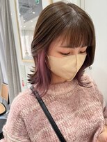 ジーナ セントラル銀座(Zina)&nbsp;外ハネミディ＊セクションカラー＊ペールピンク【ZinaCENTRAL】