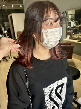 イルファ セイユウ 上野芝店(ehl:fa SEIYU) 外ハネ ワンレン × インナーピンク