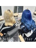 ブルー#シールエクステ#韓国#イメチェン#レイヤーロング#千葉