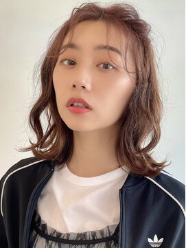 ステアケース 武蔵小杉店(stair:case) ココアベージュピンアレンジこなれミディ大人ガーリー前髪なし