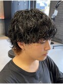 新潟メンズパーマ　波巻きスパイラル　波巻きパーマ　カラー