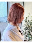 切りっぱなしボブピンクベージュ