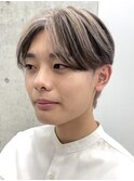 メンズミルクティーベージュコンマヘアアッシュグレージュカラー