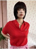 黒髪ボブ 顔まわりレイヤー