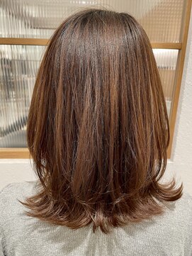 ステアケース 武蔵小杉店(stair:case) くびれミディアム外はねミディアムショコラブラウン大人かわいい