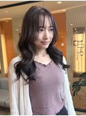 ピンクブラウン ハイライト 白髪ぼかし ロングヘア