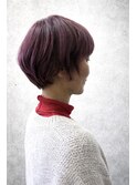 透明感ラベンダーピンク×コンパクトマッシュショートボブ