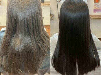 ヘアメイク リリ(Hari make LILI)の写真/【髪質改善×縮毛矯正】クセや広がりを抑えて、指通りなめらかな憧れの“絹艶ストレート”を叶えます◎