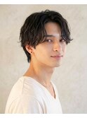 爽やかセンターパートメンズウルフマッシュショート大人の色気