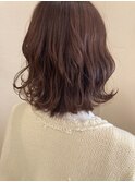 モカブラウン_マロンベージュ Aラインボブ かきあげ