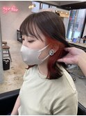 イヤリングカラーオレンジカラーイルミナカラービビット韓国ヘア