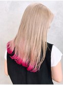 ピンクベージュ_グレージュカラーボブウルフ_38702